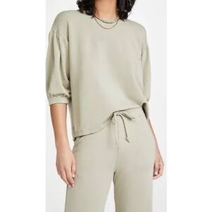 NWT Sundry Revolve Balloon Sleeve Sweatshirt Green Clay Size 1 = Small Crew Neck